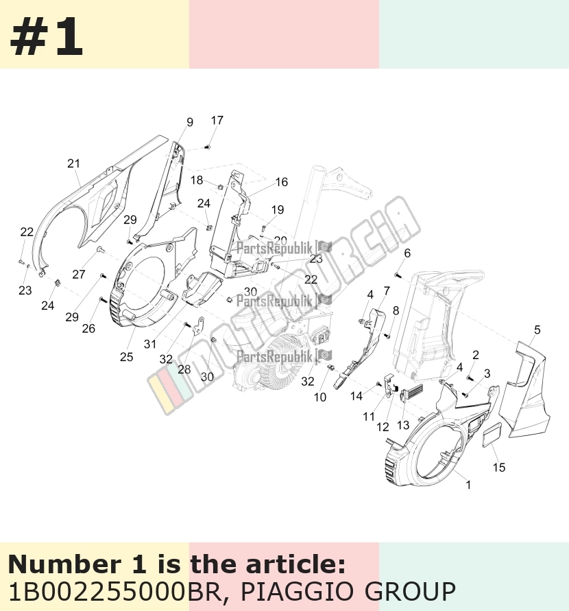 Cache/entourage/habillage, gauche, blanc, Suffixe et code couleur Piaggio: BR_blanc montebianco / innocenza / 544