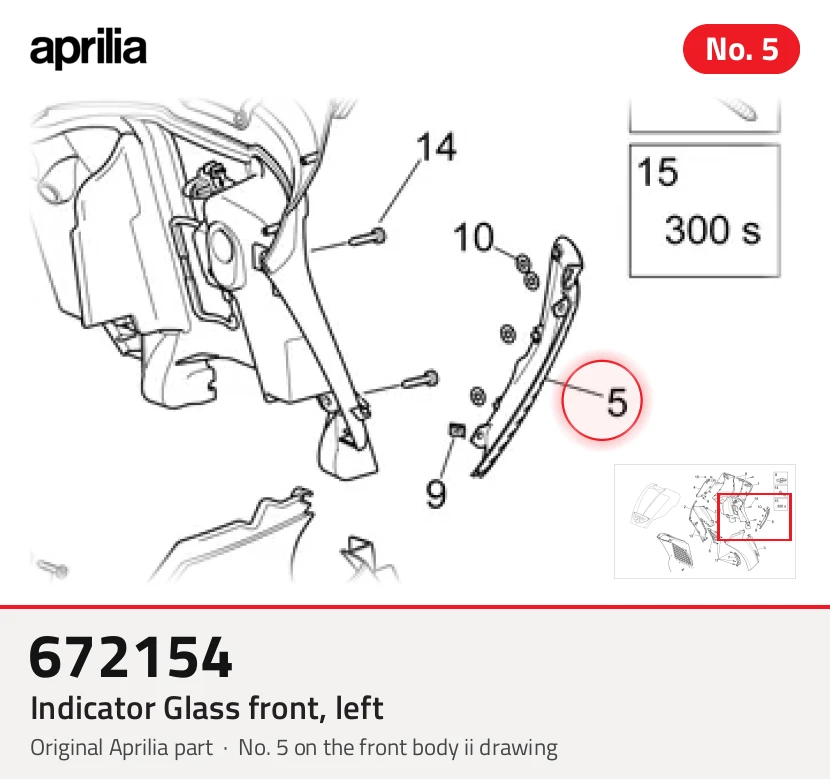 Indicator Glass front, left