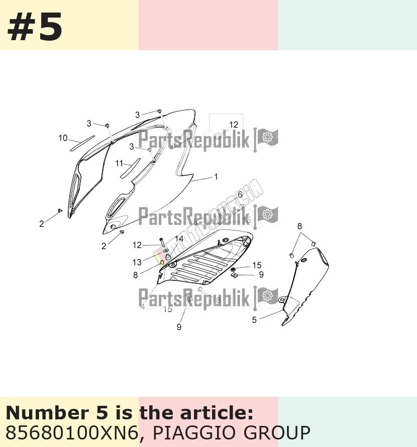 Cache/entourage/habillage, gauche, noir, Suffixe et code couleur Piaggio: XN6_noir mat 168