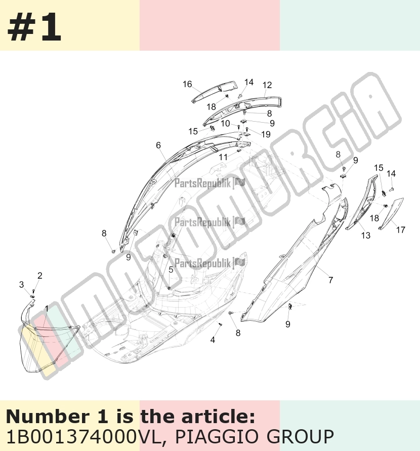 Cache/entourage/habillage, vert, Suffixe et code couleur Piaggio: VL_vert 326/A