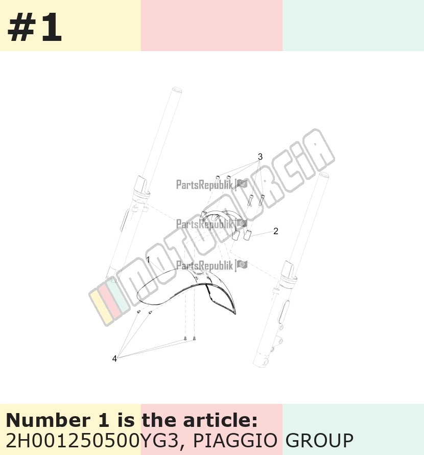Garde-boue avant, jaune, Suffixe et code couleur Piaggio: YG3_jaune brio