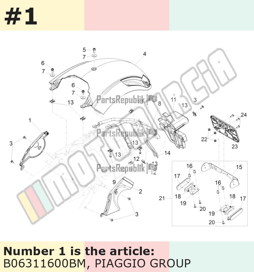 Cache/entourage/habillage, droit, blanc, Suffixe et code couleur Piaggio: BM_blanc diamanté 525