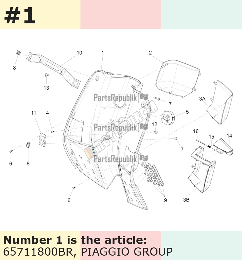 Tablier intérieur, blanc, Suffixe et code couleur Piaggio: BR_blanc montebianco / innocenza / 544