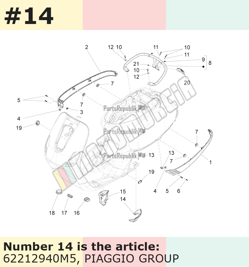 Couvercle, gauche, marron, Suffixe et code couleur Piaggio: M5_terre de Toscane 112/A