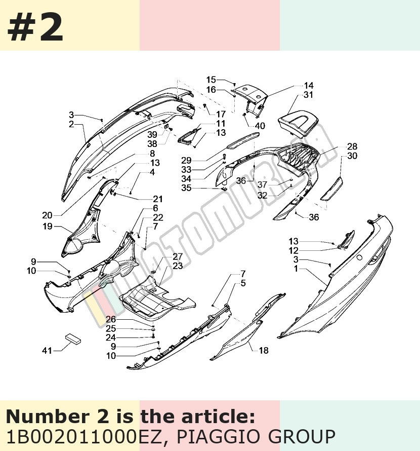 Carénage latéral, droit, gris, Suffixe et code couleur Piaggio: EZ_gris titane 742/B