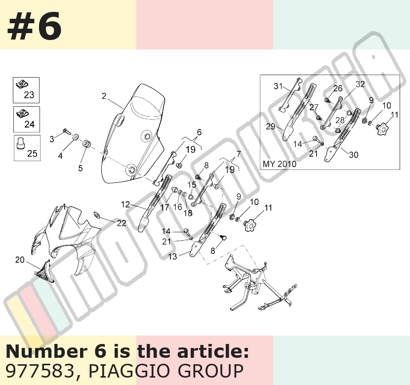 Bracket for windscreen, left