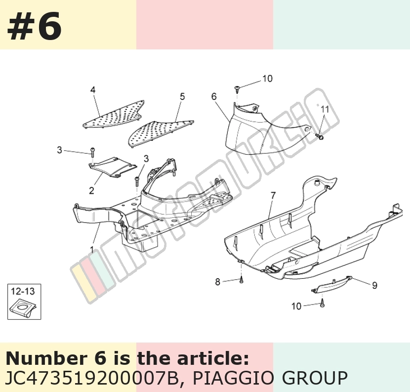 Cache/entourage/habillage, noir, Suffixe et code couleur Piaggio: 7B_noir Aprilia