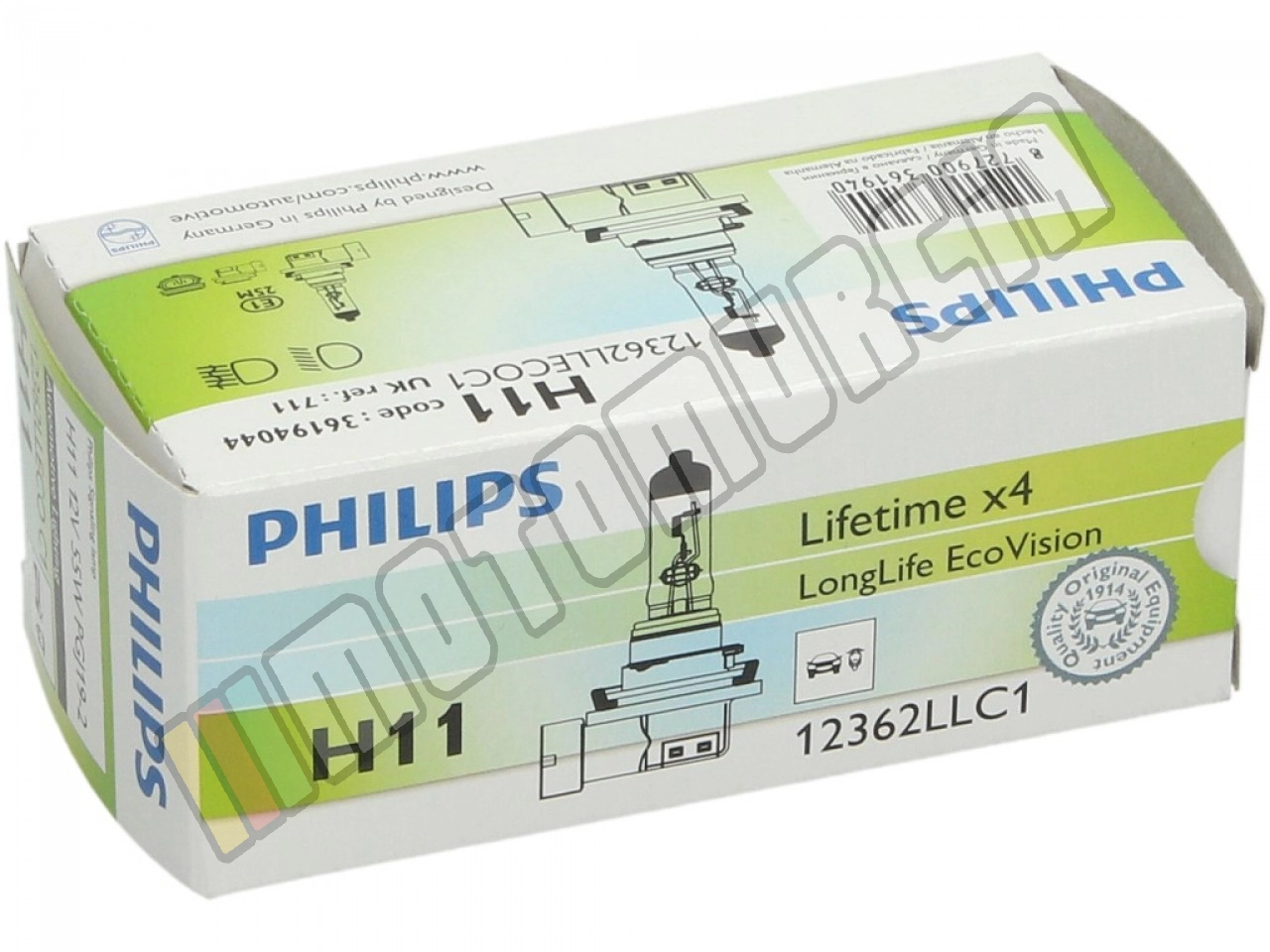 Philips Leuchtmittel LongLife EcoVision, Halogen, H11, 12 V, 55 W, PGJ19-2