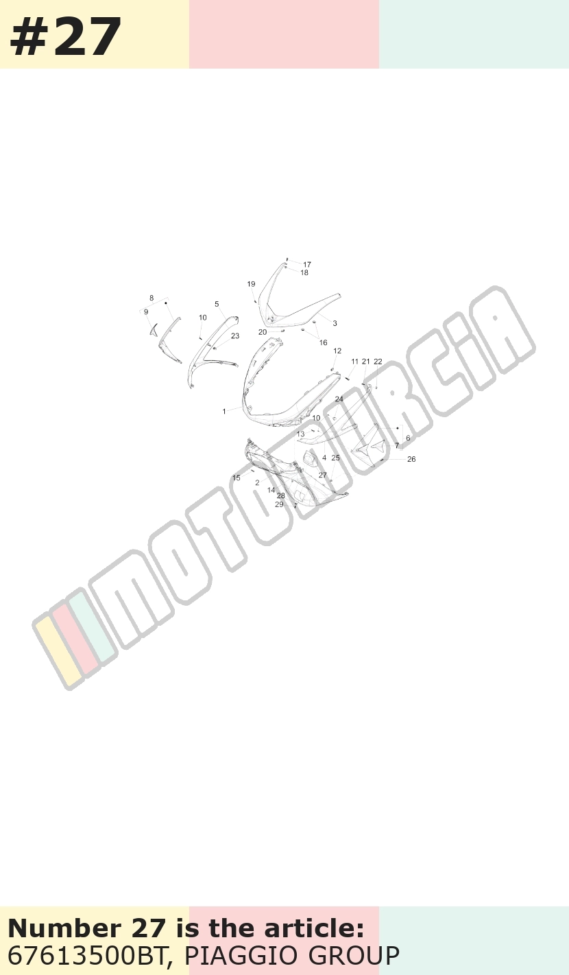 Cache/entourage/habillage, blanc, Suffixe et code couleur Piaggio: BT_blanc perle 566