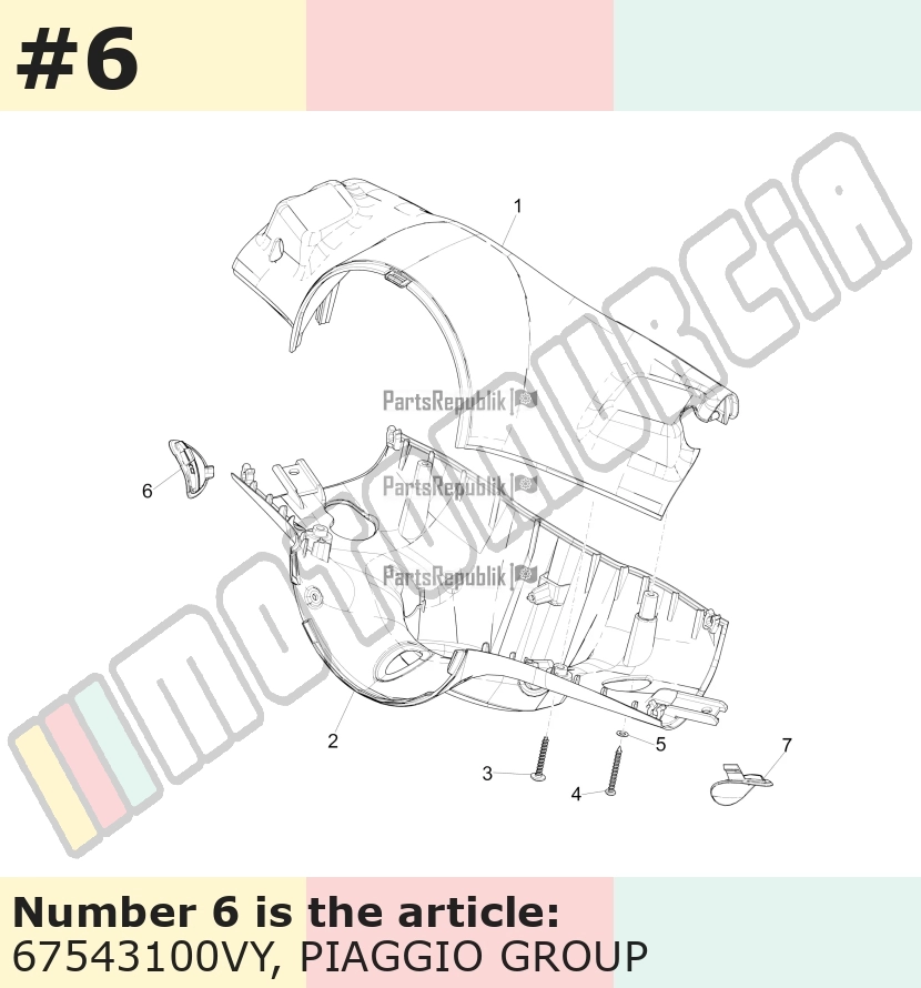 Couvercle, droit, vert, Suffixe et code couleur Piaggio: VY_vert 349/A