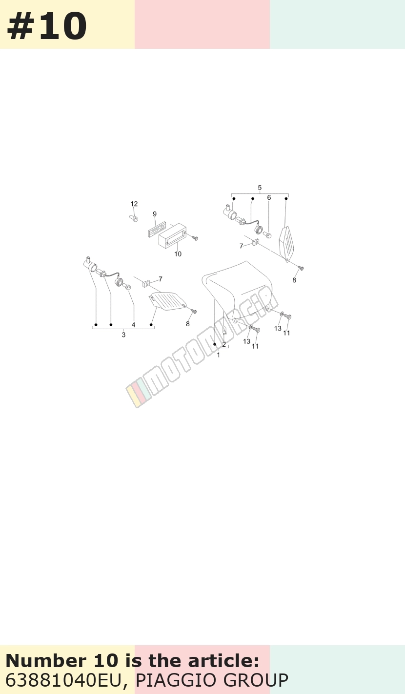 Éclairage de la plaque d'immatriculation argent, Suffixe et code couleur Piaggio: EU_gris pulsar 711/B