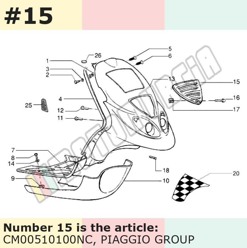 Grille, carbone, Suffixe et code couleur Piaggio: NC_cubik carbone 167