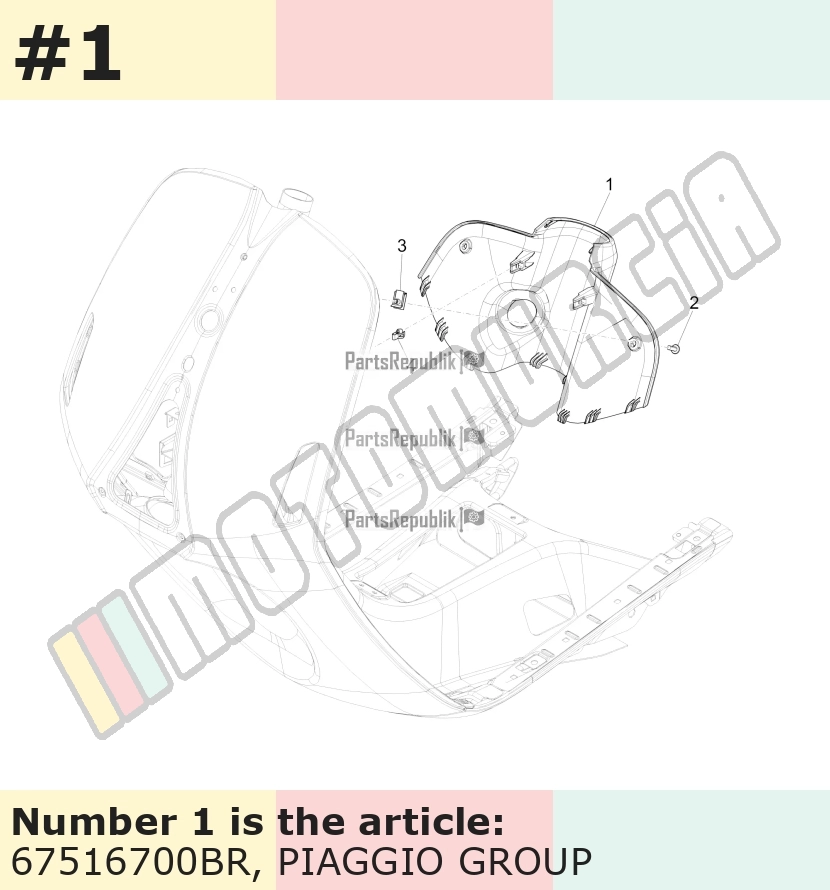 Tablier intérieur, blanc, Suffixe et code couleur Piaggio: BR_blanc montebianco / innocenza / 544