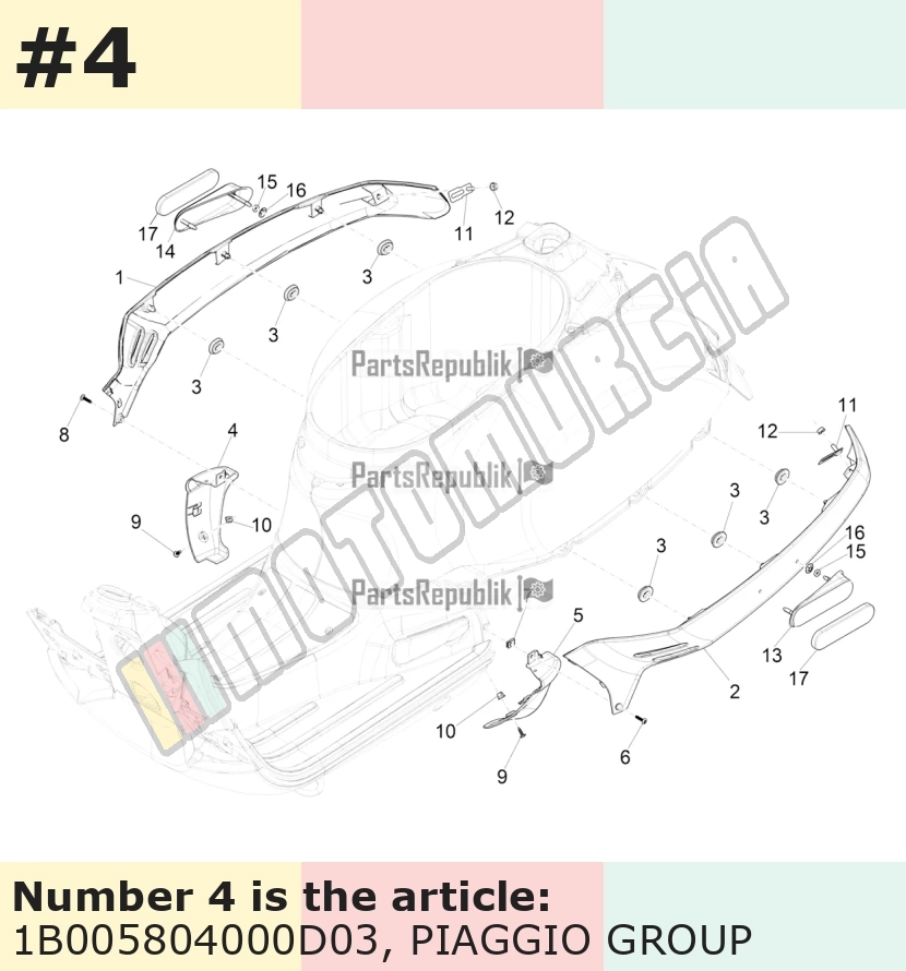 Cache/entourage/habillage, droit, bleu, Suffixe et code couleur Piaggio: D03_bleu mat 297/A