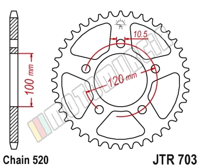 ENGRANAJE PLATA, ACERO, DIVISIÓN: 520, Número de dientes: 42, JTR703.42