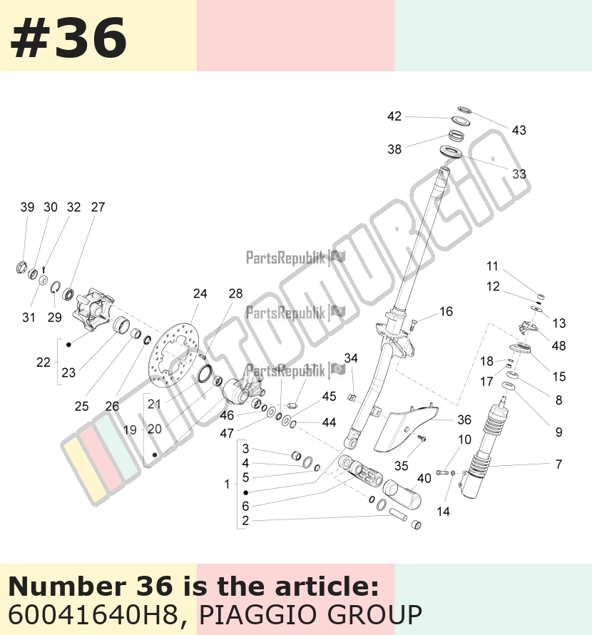 Couvercle bras de suspension, argent, Suffixe et code couleur Piaggio: H8_gris ghiacco 769/B