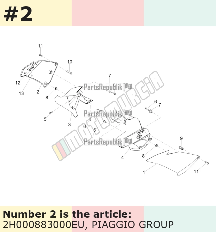 Carénage latéral, droit, argent, Suffixe et code couleur Piaggio: EU_gris pulsar 711/B