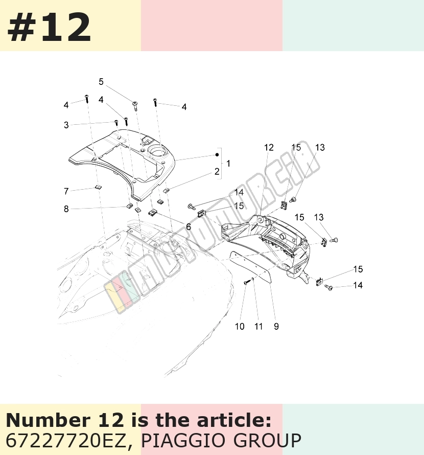 Support plaque d'immatriculation, gris, Suffixe et code couleur Piaggio: EZ_gris titane 742/B