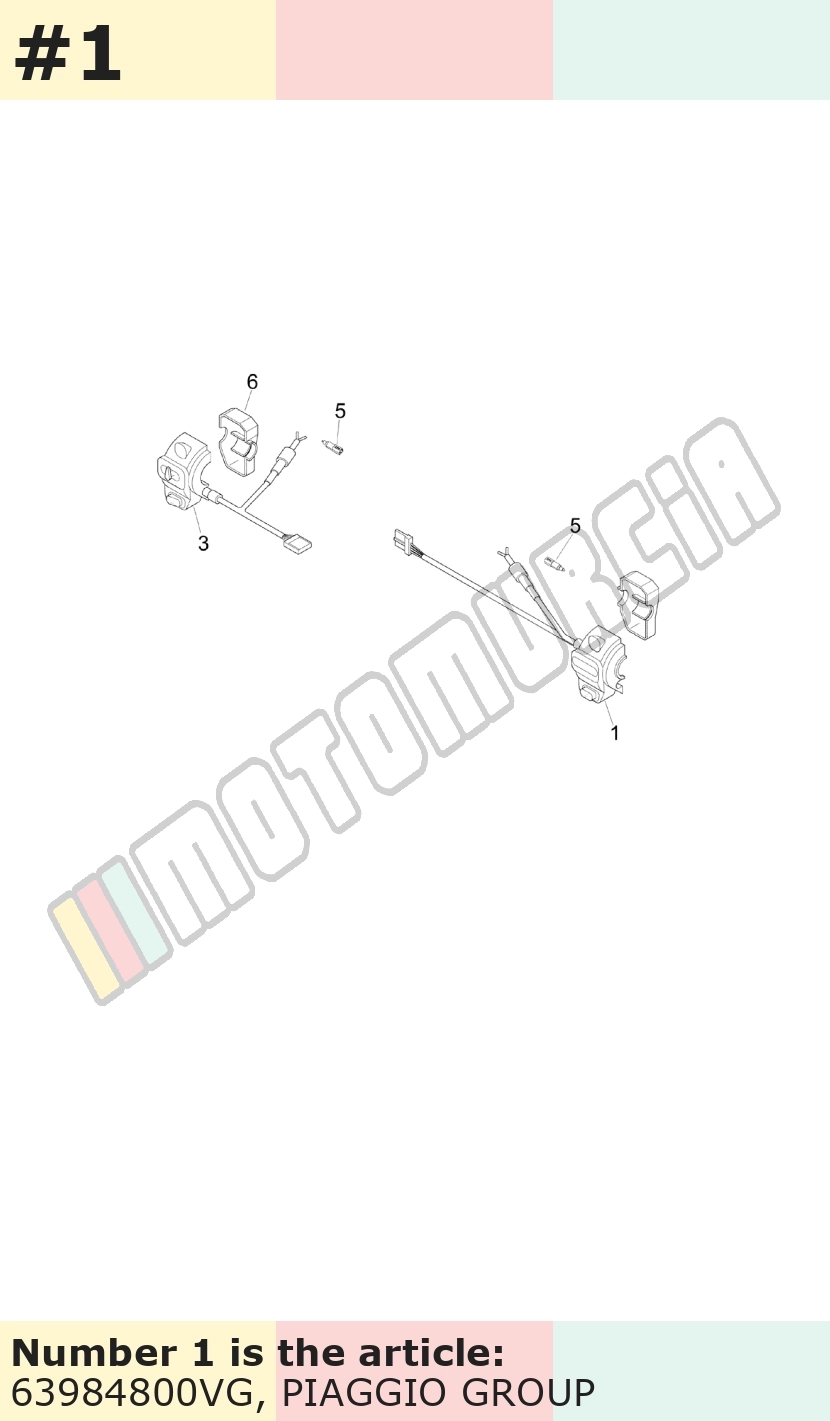 Contacteur combiné, droit, vert, Suffixe et code couleur Piaggio: VG_vert portofino 305/A