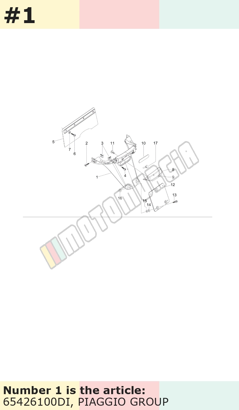 Support plaque d'immatriculation, bleu, Suffixe et code couleur Piaggio: DI_bleu 244/A