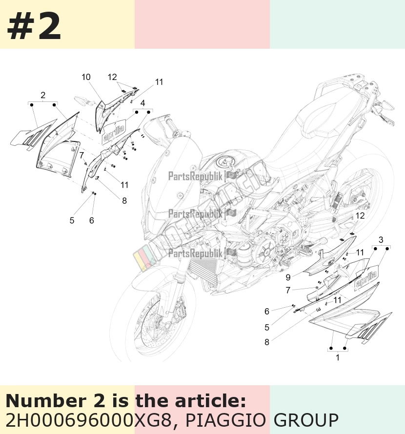 Cache/entourage/habillage, droit, jaune, Suffixe et code couleur Piaggio: XG8_	jaune dune