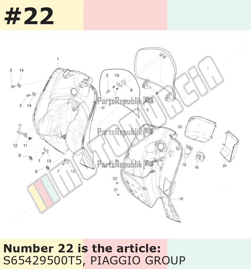 Cache/entourage/habillage, droit, bleu, Suffixe et code couleur Piaggio: T5_bleu 277/A