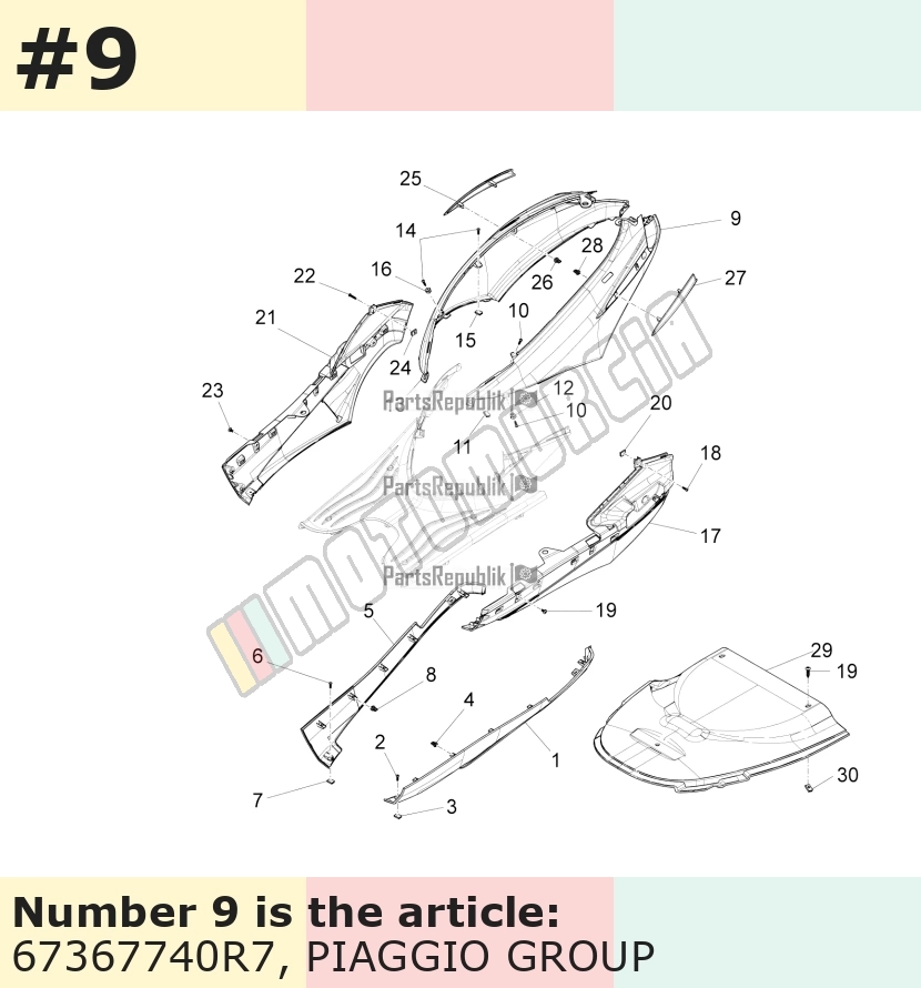 Carénage latéral, gauche, rouge, Suffixe et code couleur Piaggio: R7_rouge dragon / passion /894