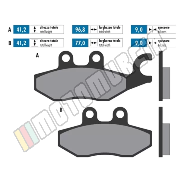 Brake lining set organic, E -certified,