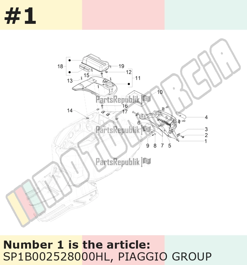 Support plaque d'immatriculation, gris, Suffixe et code couleur Piaggio: HL_gris 700/C