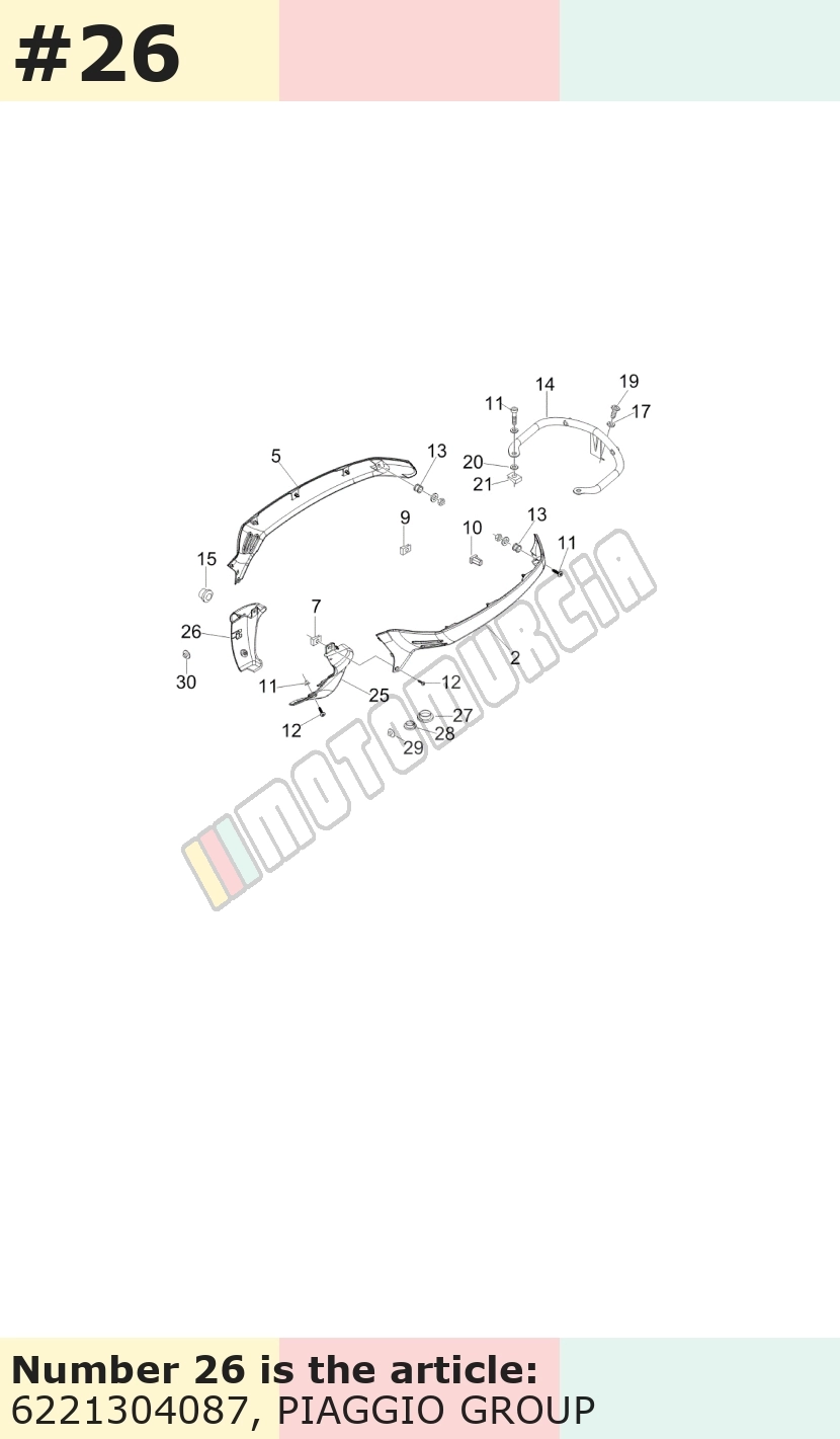 Couvercle, droit, blanc, Suffixe et code couleur Piaggio: 87_blanc optique 724