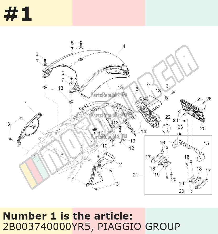 Couvercle, droit, rouge, Suffixe et code couleur Piaggio: YR5_rouge / vignola / 880/A