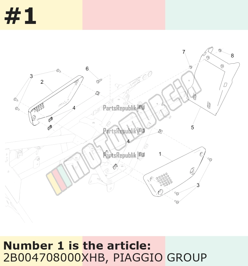 Carénage latéral, gauche, gris, Suffixe et code couleur Piaggio: XHB_gris