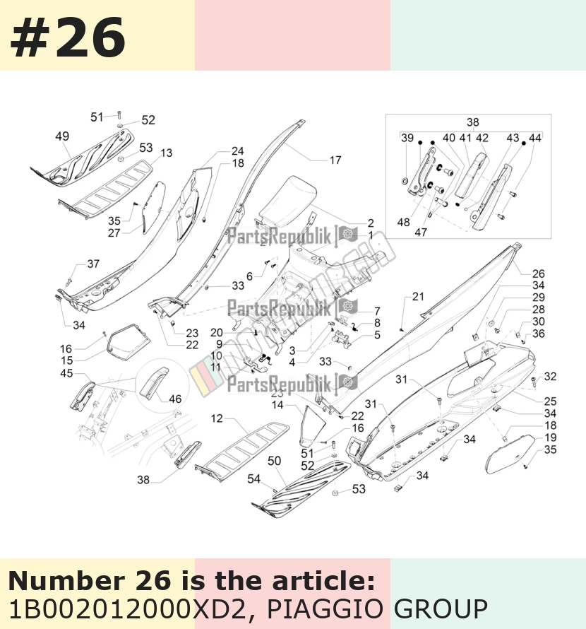 Revêtement, gauche, bleu, Suffixe et code couleur Piaggio: XD2_bleu planète 233/A