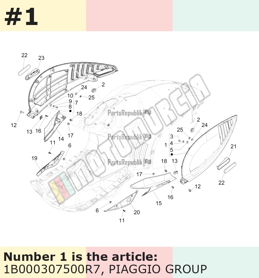 Carénage latéral, gauche, rouge, Suffixe et code couleur Piaggio: R7_rouge dragon / passion /894