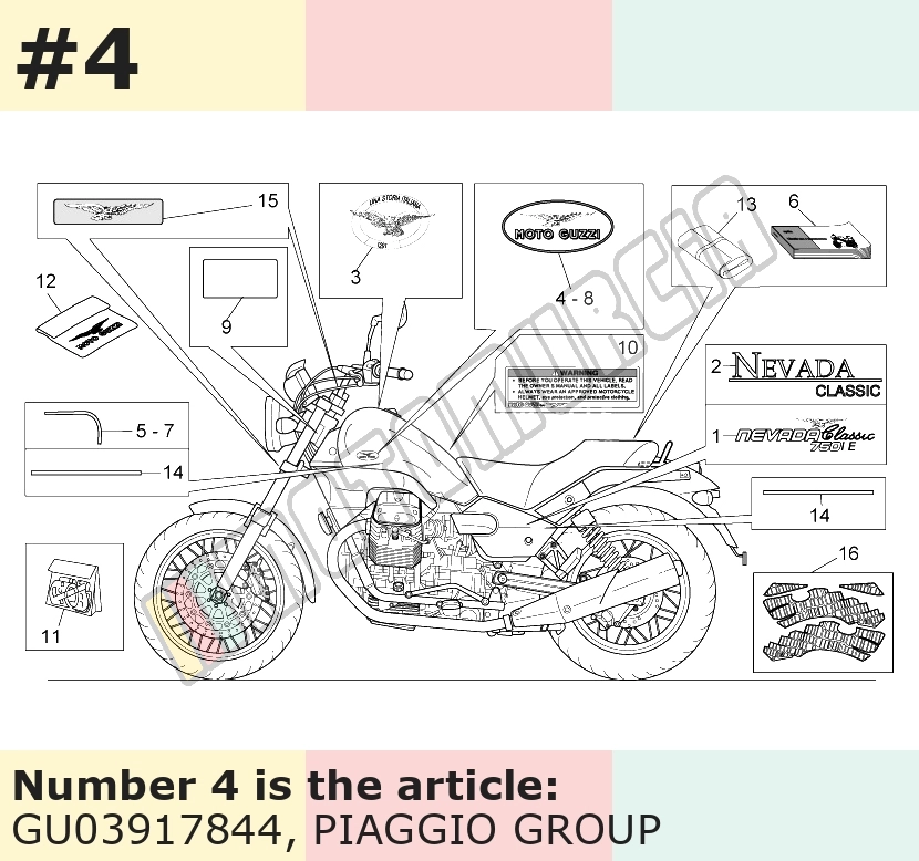 Dekor, Motiv: Moto Guzzi, rechts, rot, chrom