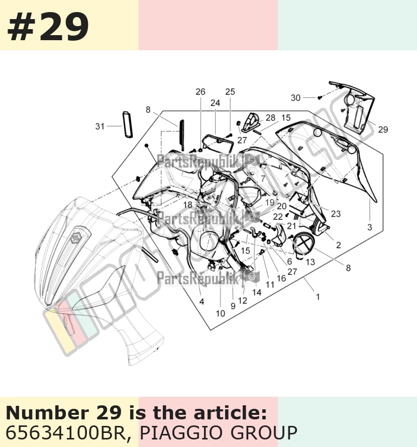 Couvercle, blanc, Suffixe et code couleur Piaggio: BR_blanc montebianco / innocenza / 544