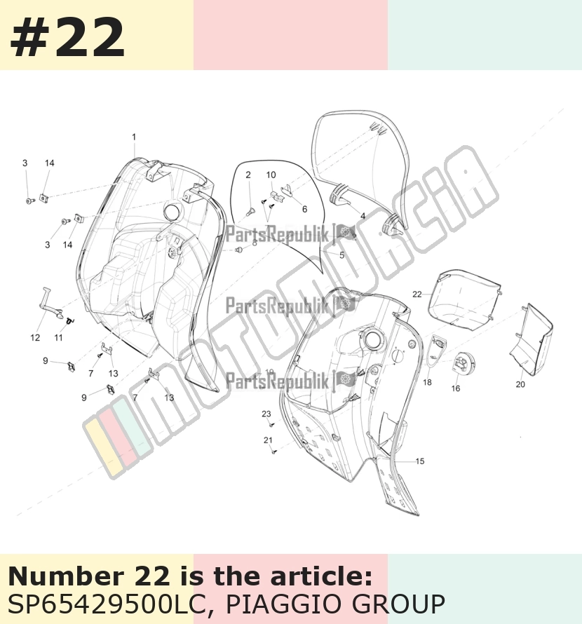 Cache/entourage/habillage, droit, jaune, Suffixe et code couleur Piaggio: LC_jaune mat 980/A