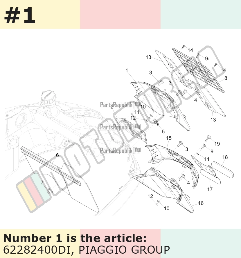 Support plaque d'immatriculation, bleu, Suffixe et code couleur Piaggio: DI_bleu 244/A