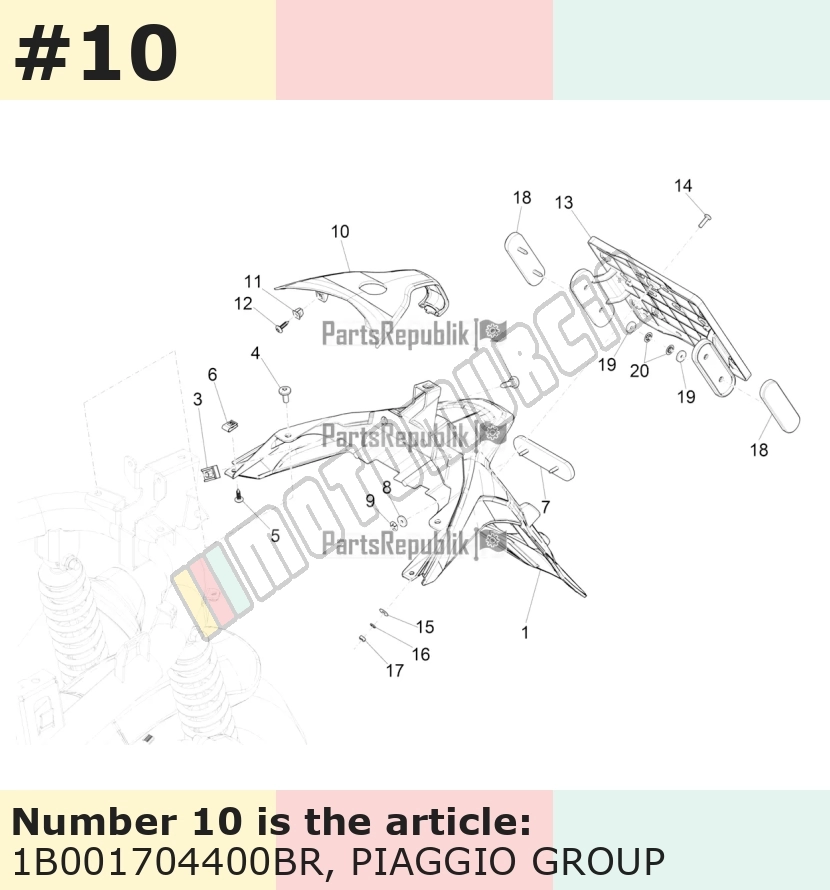 Cache/entourage/habillage, blanc, Suffixe et code couleur Piaggio: BR_blanc montebianco / innocenza / 544