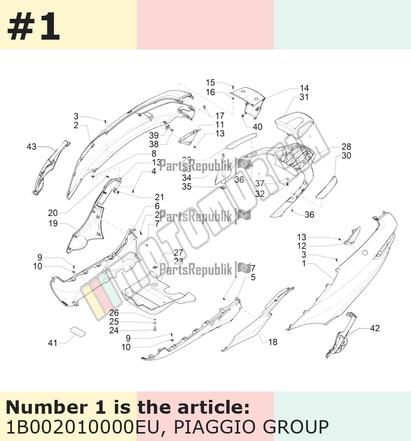 Carénage latéral, gauche, argent, Suffixe et code couleur Piaggio: EU_gris pulsar 711/B