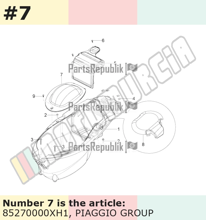 Trappe d'inspection, gris, Suffixe et code couleur Piaggio: XH1_gris 746/B