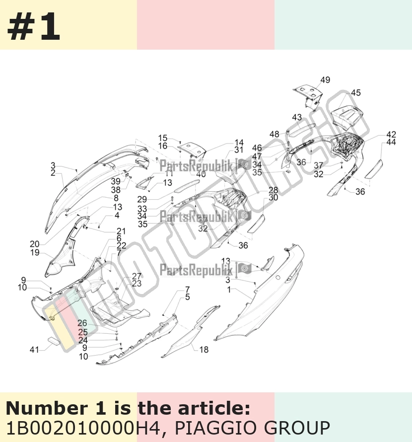 Carénage latéral, gauche, argent, Suffixe et code couleur Piaggio: H4_gris mat 760/B