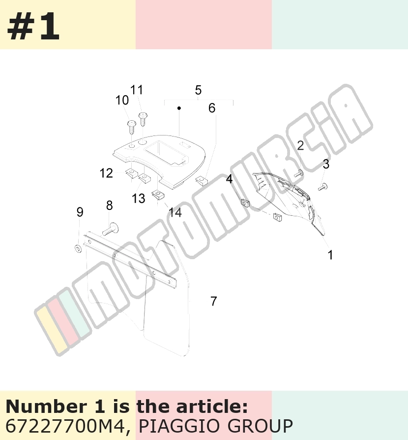 Support plaque d'immatriculation, beige, Suffixe et code couleur Piaggio: M4_beige sienna 552