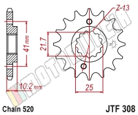 Voorandwiel Staal, Division: 520, Nombre de dents: 15, JTF308.15RB