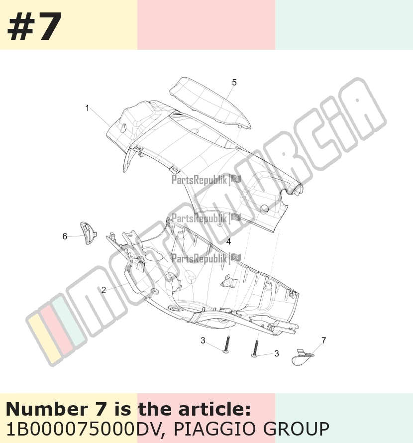 Couvercle, gauche, bleu, Suffixe et code couleur Piaggio: DV_bleu mat 282/A