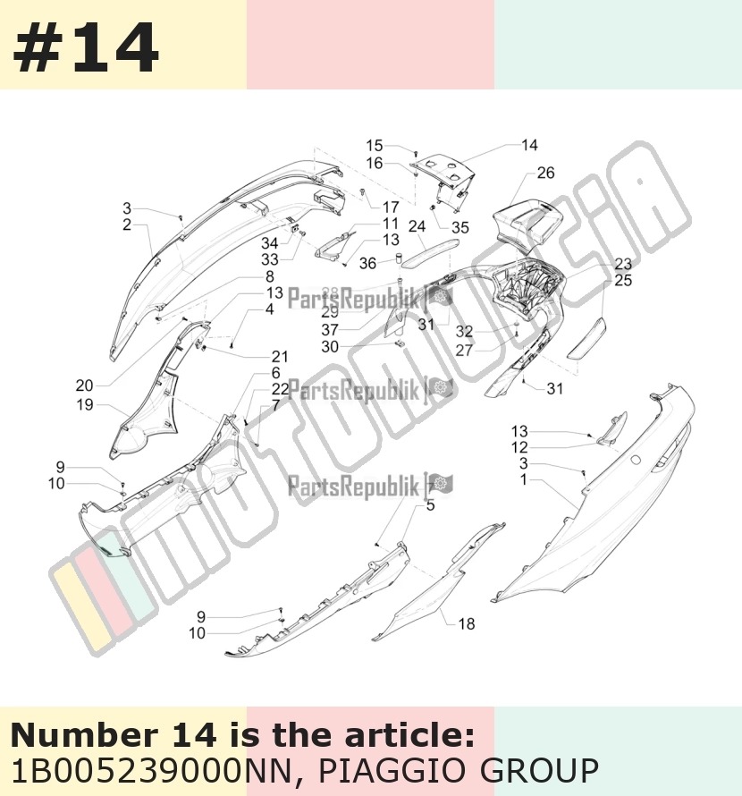 Cache/entourage/habillage, noir, Suffixe et code couleur Piaggio: NN_noir universo 91/B