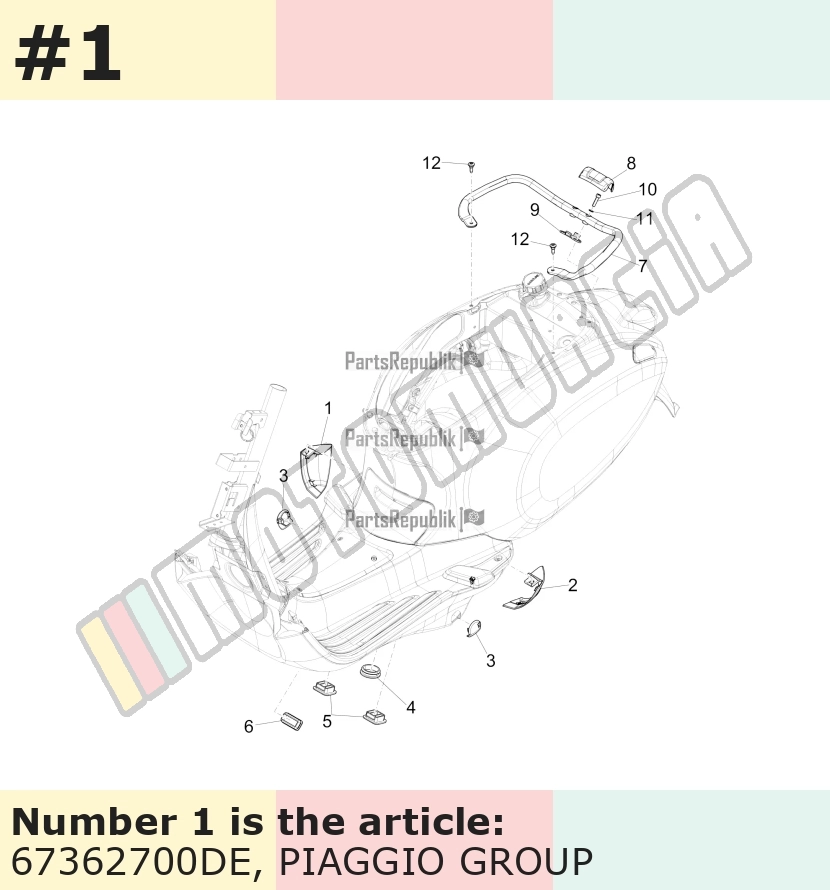 Couvercle, droit, bleu, Suffixe et code couleur Piaggio: DE_bleu midnight 222/A