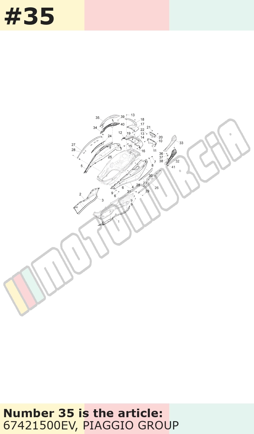 Poignée supérieur droit, argent, Suffixe et code couleur Piaggio: EV_argent orione 713/B