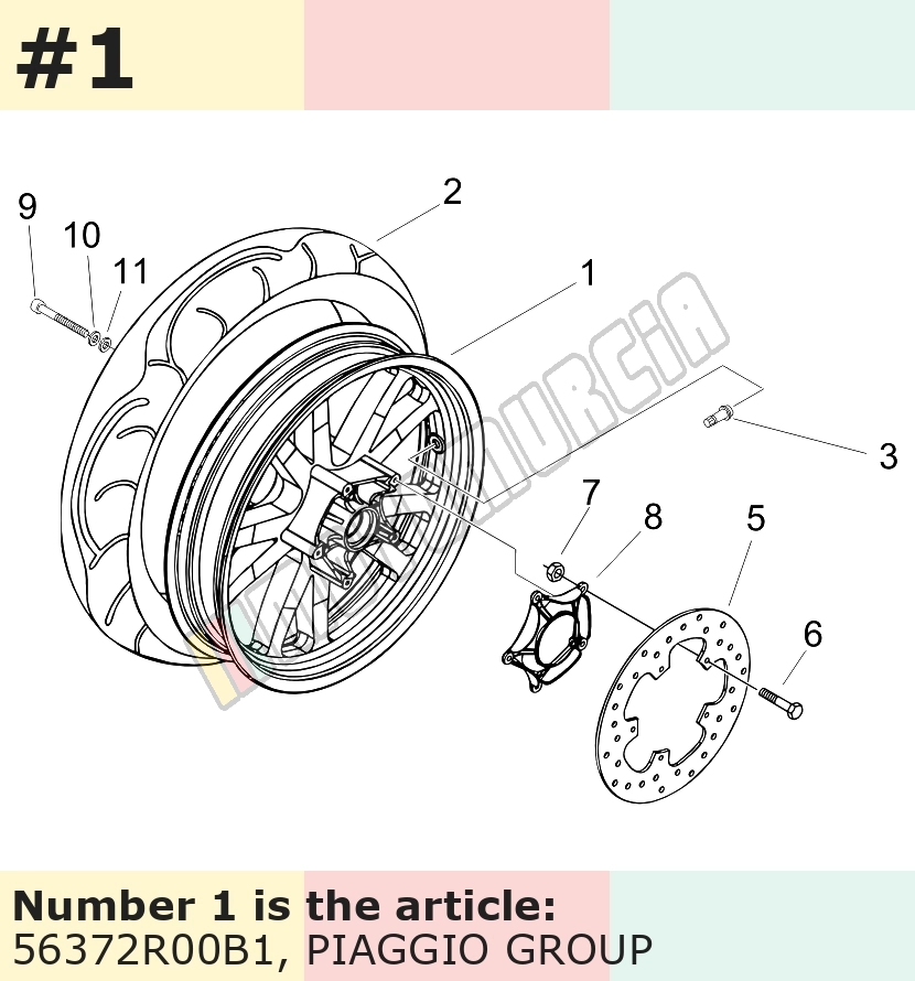 Jante arrière, argent, Suffixe et code couleur Piaggio: B1_argent 113