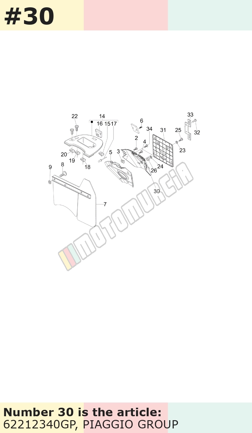 Support plaque d'immatriculation, jaune, Suffixe et code couleur Piaggio: GP_jaune 928/A